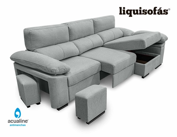 SOFÁ CHAISE LONGUE RECLINABLE Y DESLIZANTE FRONTAL MOD. SILK