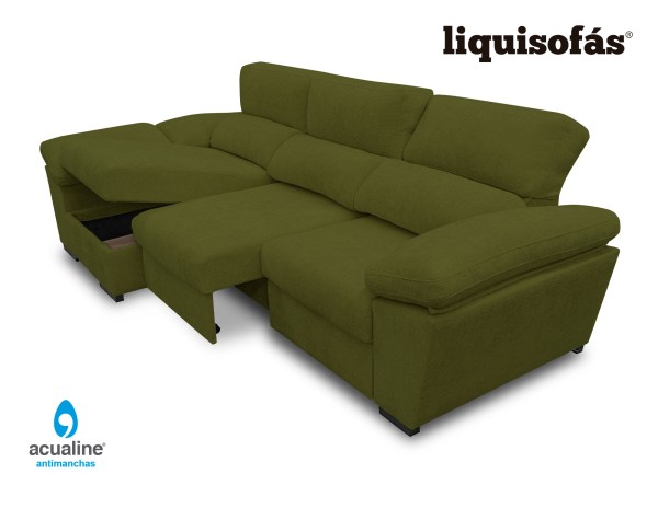 SOFÁ CHAISE LONGUE DESLIZANTE AL SUELO Y RECLINABLE MOD. NATA