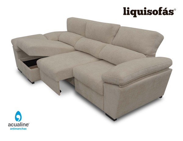 SOFÁ CHAISE LONGUE DESLIZANTE AL SUELO Y RECLINABLE MOD. NATA