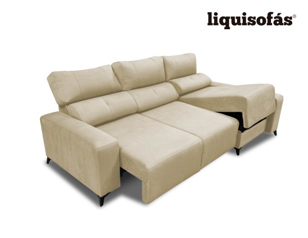 SOFÁ CHAISE LONGUE DESLIZANTE FRONTAL Y RECLINABLE MOD. GIJÓN