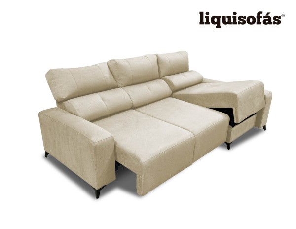 SOFÁ CHAISE LONGUE DESLIZANTE FRONTAL Y RECLINABLE MOD. GIJÓN
