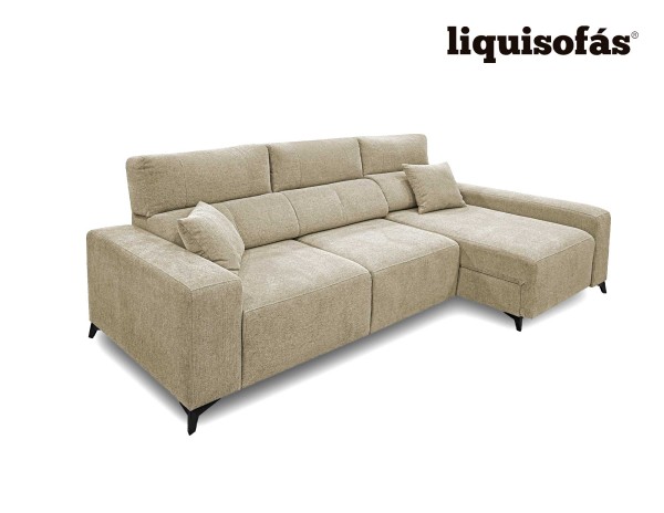 SOFÁ CHAISE LONGUE DESLIZANTE FRONTAL Y RECLINABLE MOD. GIJÓN