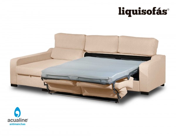 SOFÁ CHAISELONGUE CAMA CON SISTEMA ITALIANO Y RESPALDO RECLINABLE MOD. ROYAL MAIL