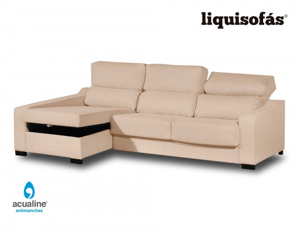 SOFÁ CHAISELONGUE CAMA CON SISTEMA ITALIANO Y RESPALDO RECLINABLE MOD. ROYAL MAIL