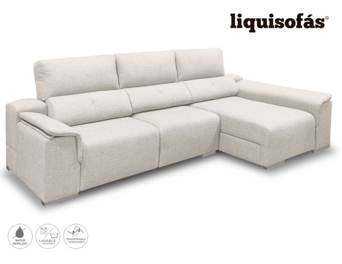 SOFÁ CHAISELONGUE DESLIZANTE FRONTAL Y RECLINABLE MOD. HEAT