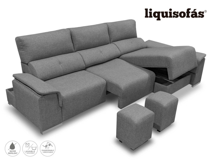 SOFÁ CHAISELONGUE DESLIZANTE FRONTAL Y RECLINABLE MOD. HEAT