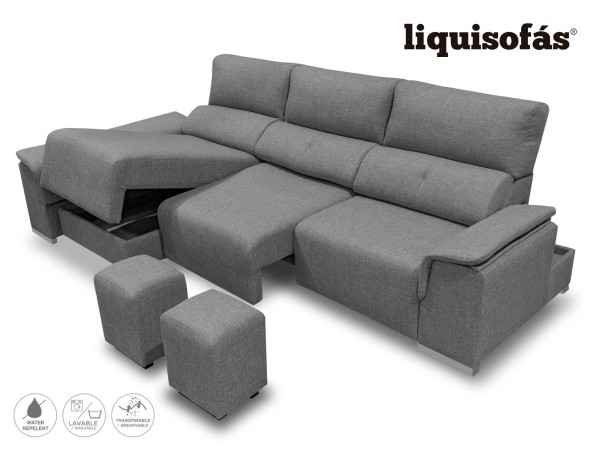 SOFÁ CHAISELONGUE DESLIZANTE FRONTAL Y RECLINABLE MOD. HEAT