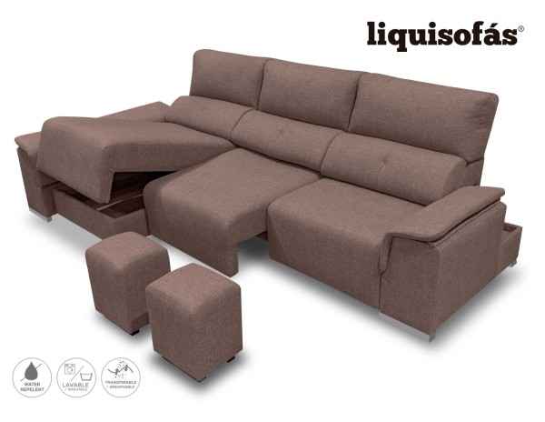 SOFÁ CHAISELONGUE DESLIZANTE FRONTAL Y RECLINABLE MOD. HEAT